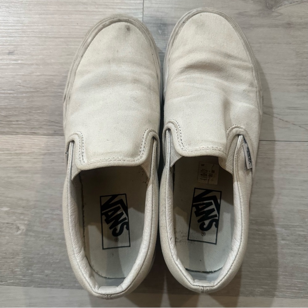 Vans White Slip-On Sneakers